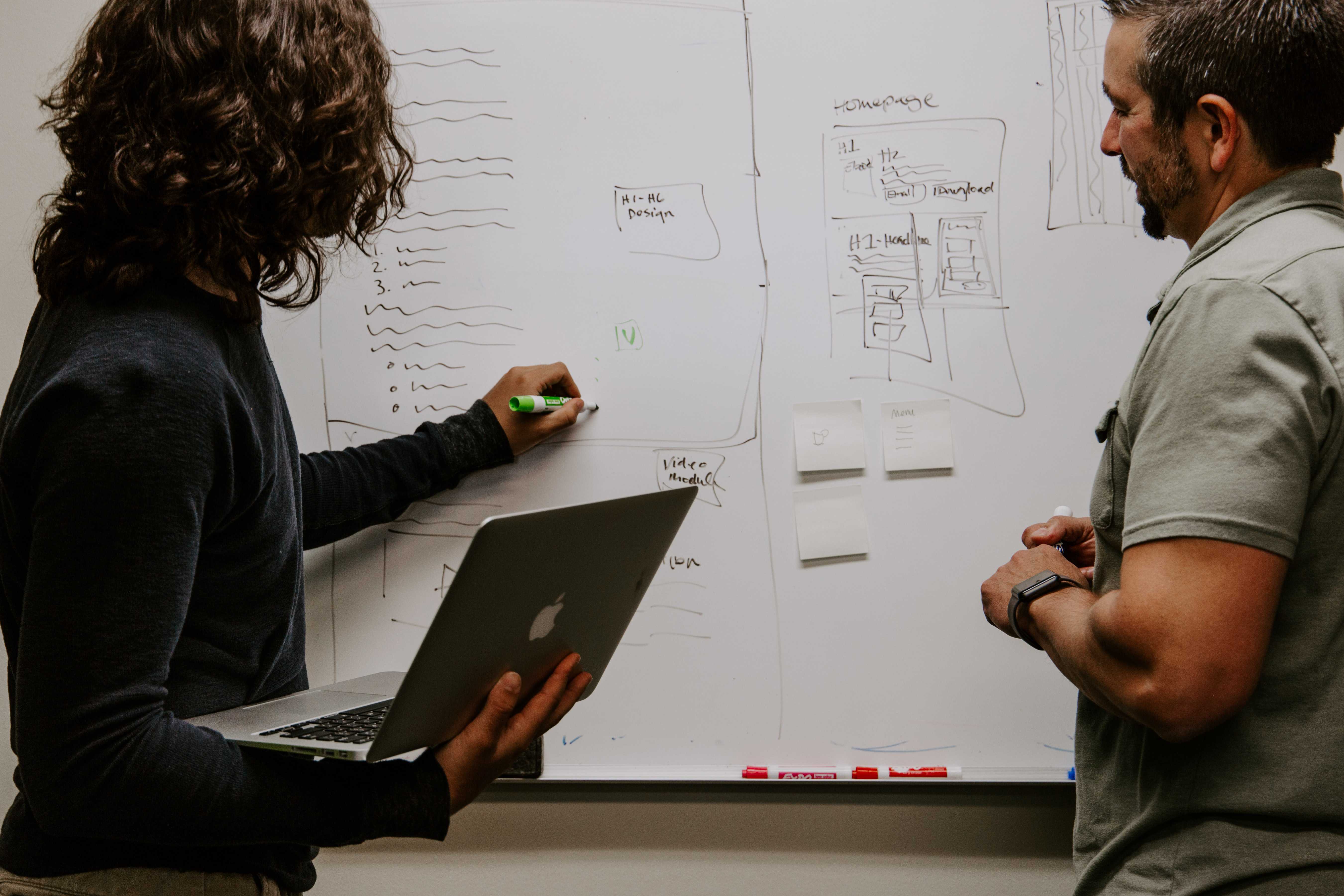 Photo of a Woman and Man creating a plan