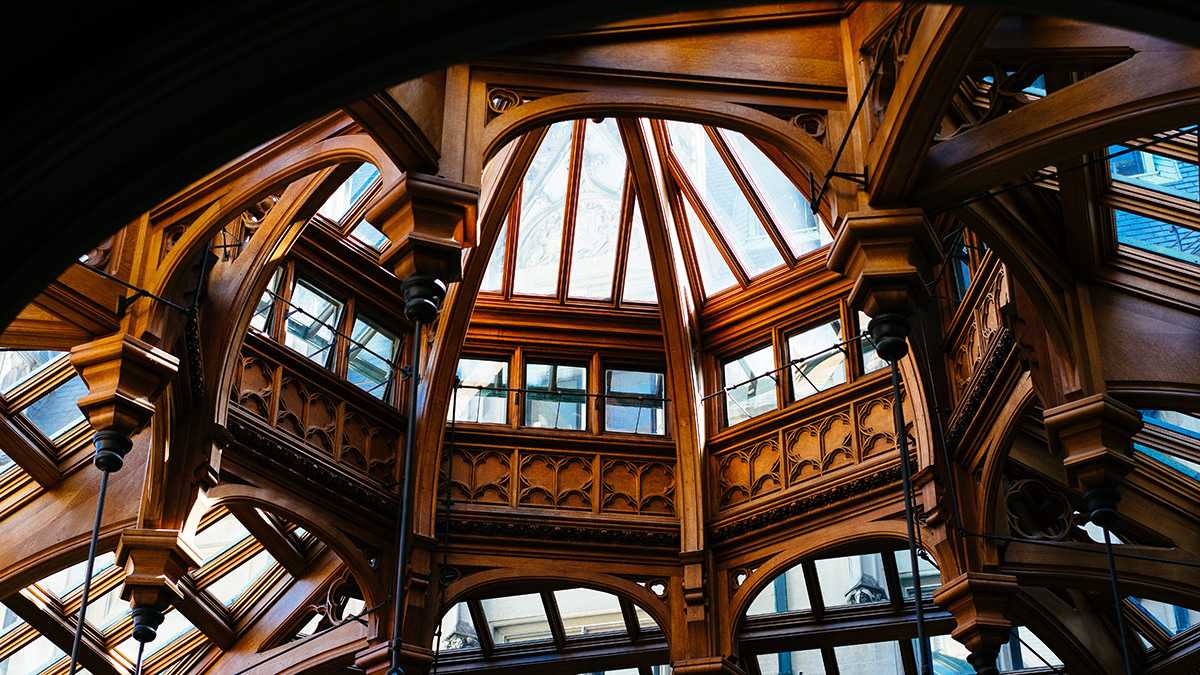 Photo of dome ceiling with mirrors during daytime